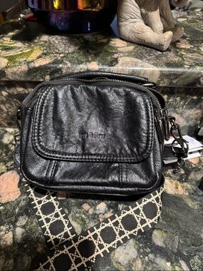 Black Love Deliver Leather Crossbody Bag